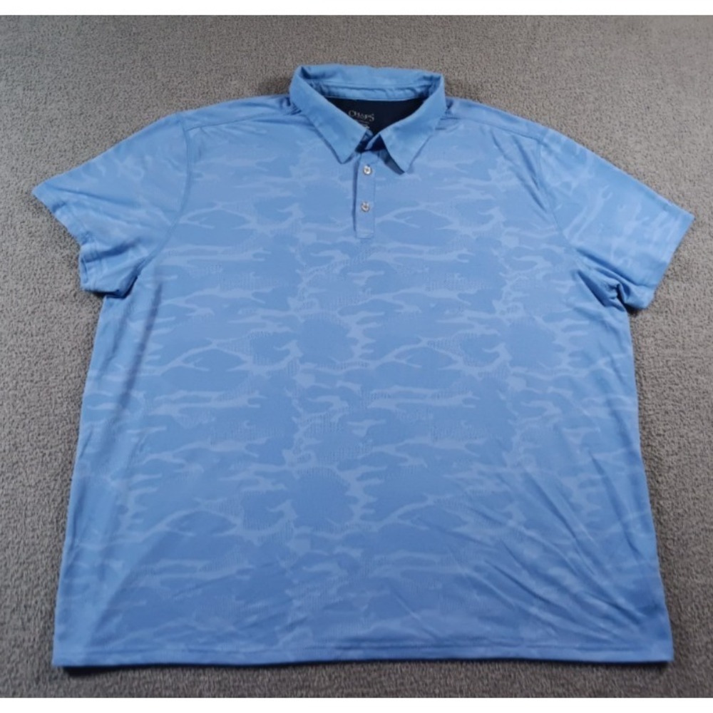 Chaps Golf Polo Shirt Men 3XL Blue Camo Performance Stretch Short Sleeve